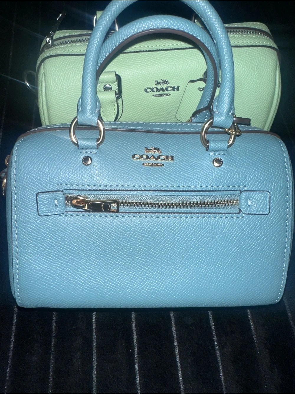 COACH Mini Satchel in Sky Blue with Mint Accent